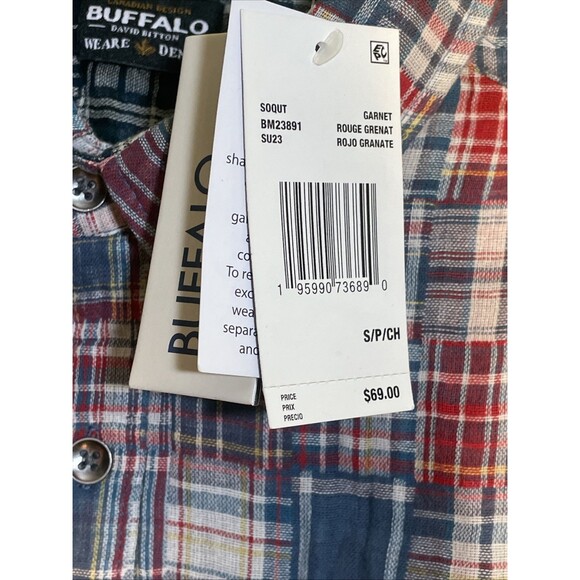 Buffalo David Bitton Men Size S Blue Check Short Sleeve Casual Shirts Lot 2 - Picture 6 of 7